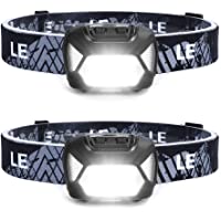 Los mejores  - Linterna Frontal Batteries 1300lux (2 Pack)- LE C500 Linterna Cabeza Alta Potente 6 Modos con Luz Rojo- Super Ligera…